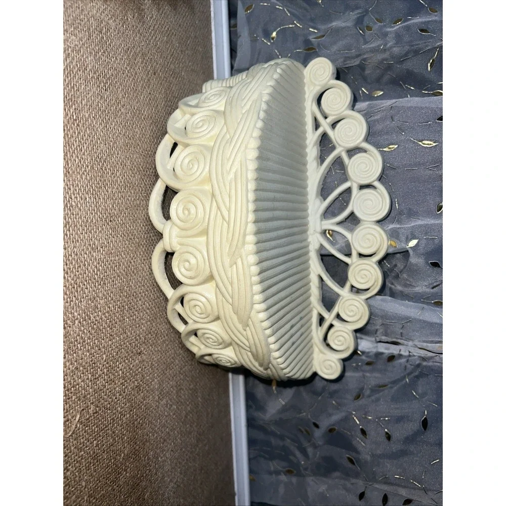Vintage Burwood Half Round Ornate Wall Shelf 70s Faux Rattan MCM White Plastic